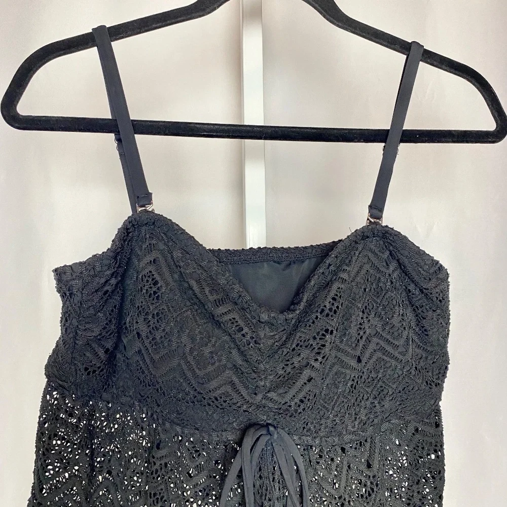 💙5/$15 INC International Concepts Womenʻs Black Crochet Lace Beach Cover Up M/L